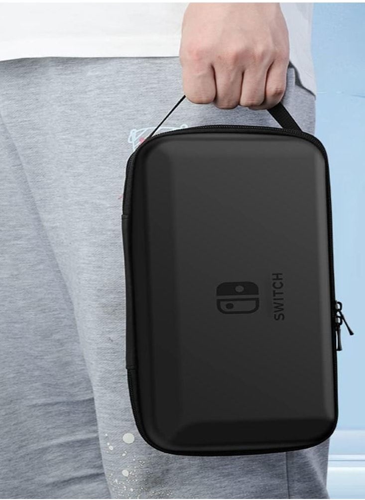 Vermaney - Vermaney Compatible Nintendo Switch Storage Bag Switch Case Game Console Hard Case Large Capacity Portable Built-in Kickstand (Black) - Image 1