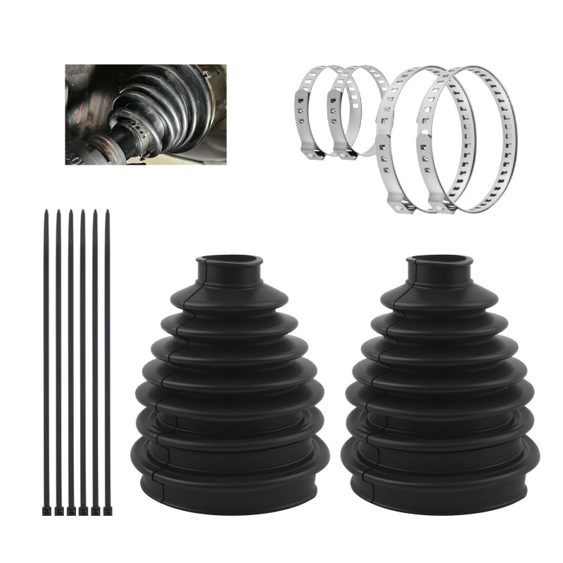 VKQTS 2PCS Upgrade Larger CV Boot Repair Kit,Rubber Anti-Dust CVs Axle Boots Repair Kit with CVs Boot Clamp & Cable Ties,Universal Tie Rod Boots for Most Cars Trucks SUVs - Image 1