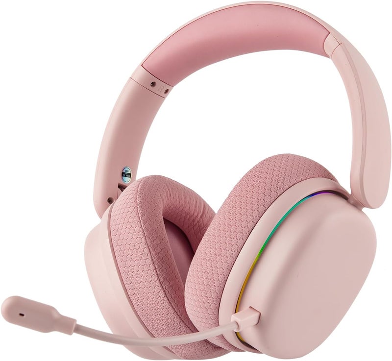EPOMAKER X AULA G7 Pro Wireless Gaming Headset, Dual Mode BT5.3 & 2.4GHz, 7.1 Surround Sound, 80+ Hour Battery, RGB Light, with Noise Canceling Mic for PS5, PS4, Switch, PC (Pink) - Image 1