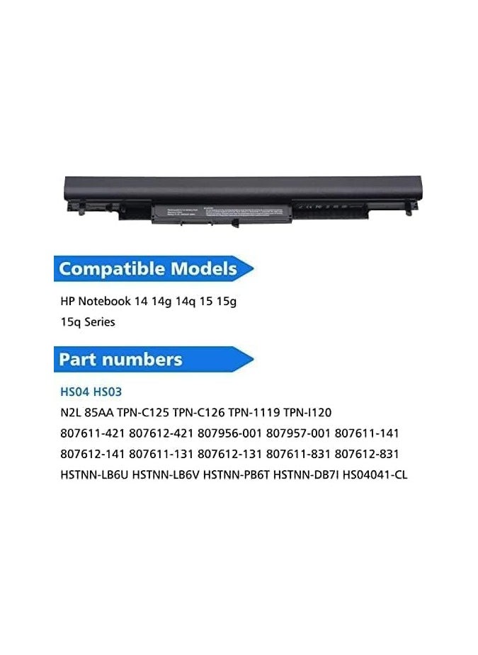 Generic - HS04 Battery for Hp HS04 HS03 807956-001 807957-001 807611-421 15-AY039WM TPN-I119 HSTNN-LB6U 15-AC121DX 15-AY009DX 15-AF131DX 15-AY041WM 250 G5) - Image 1