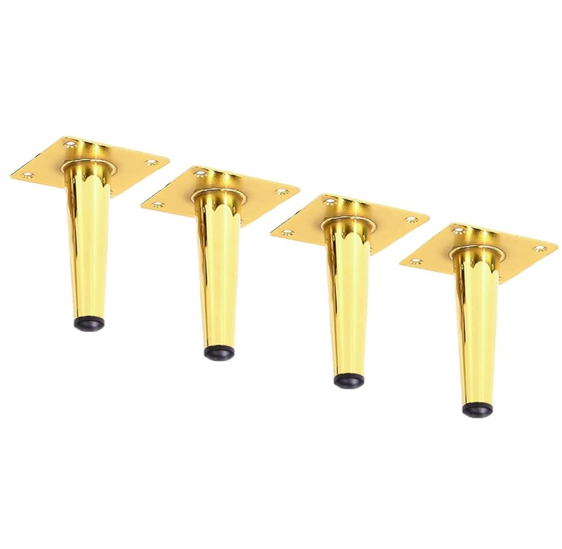 QZibeva Cone Shape Tapered 42 Legs Pack of 4 Pcs Gold Sofa Furniture Legs Stand with Mounting Hardware - Image 2