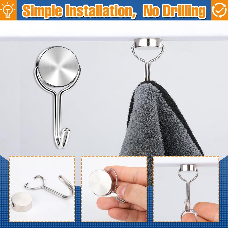 TRYMAG Strong Magnetic Hooks, 28LBS Heavy Duty Swivel Magnet Hooks for Cruise Cabins, 6 Pack Neodymium Magnets with Swivel Hooks for Hanging, Locker, Magnetic Metal Hanger for Fridge, Storage, Toolbox - Image 5