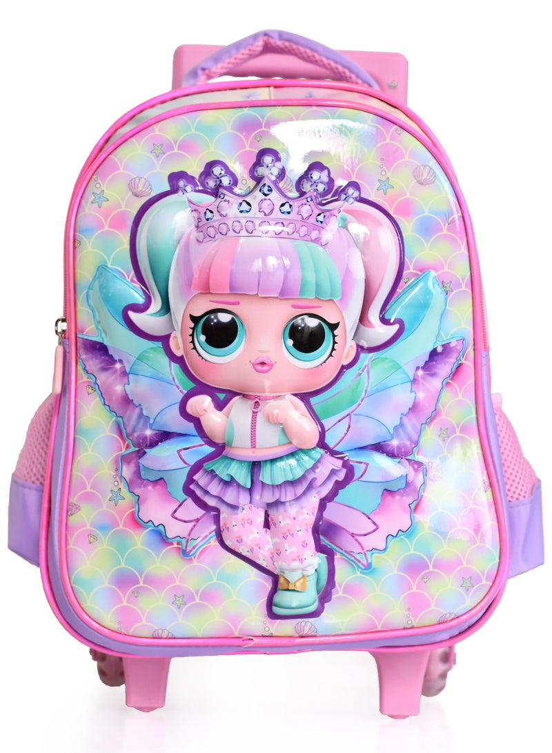 MORANO Girls School Rolling Trolley Bag with Pencil Case and Lunch Box Size 14" - Pink  - Image 2