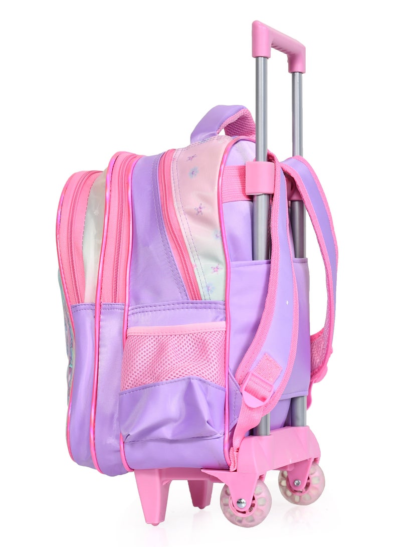 MORANO Girls School Rolling Trolley Bag with Pencil Case and Lunch Box Size 14" - Pink  - Image 4