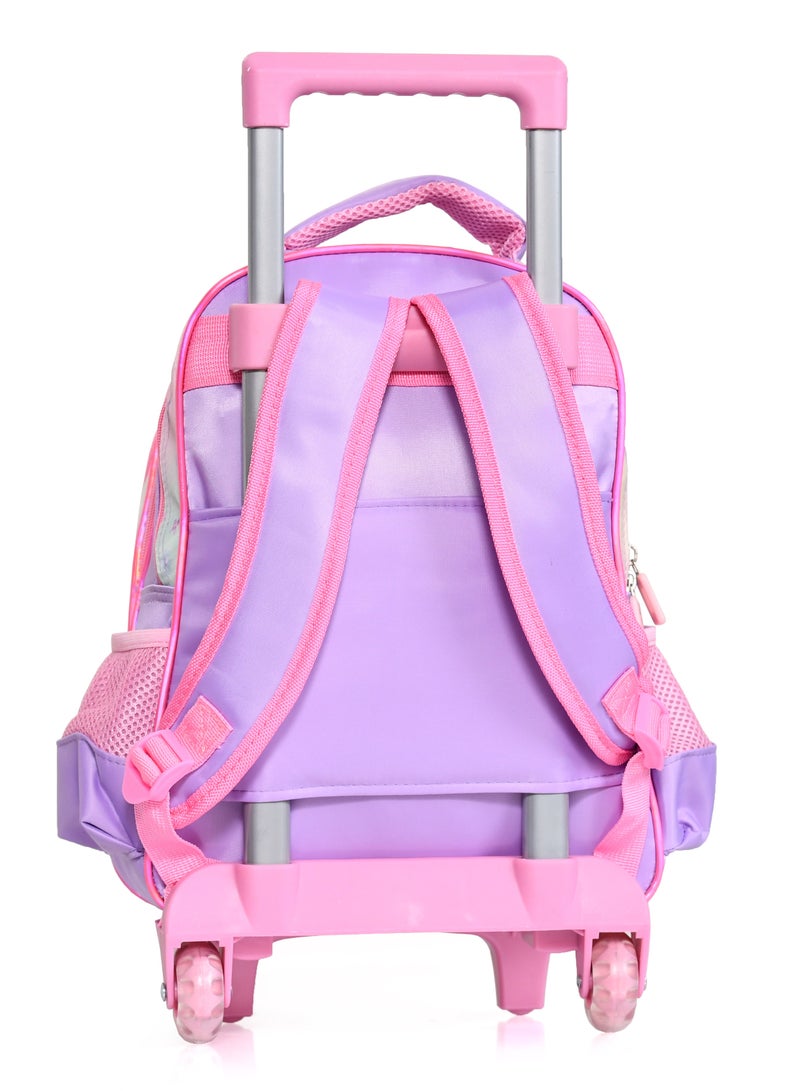 MORANO Girls School Rolling Trolley Bag with Pencil Case and Lunch Box Size 14" - Pink  - Image 5