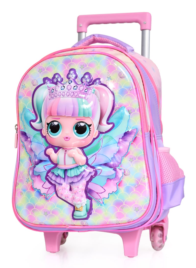 MORANO Girls School Rolling Trolley Bag with Pencil Case and Lunch Box Size 14" - Pink  - Image 3