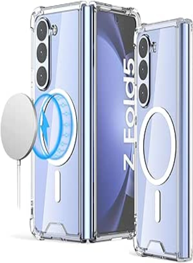 AICase Transparent Case for Samsung Galaxy Z Fold 5, Compatible with MagSafe Shockproof Magnetic Case Transparent Anti-Yellowing Protection for Galaxy Z Fold 5 5G (2023)-Transparent