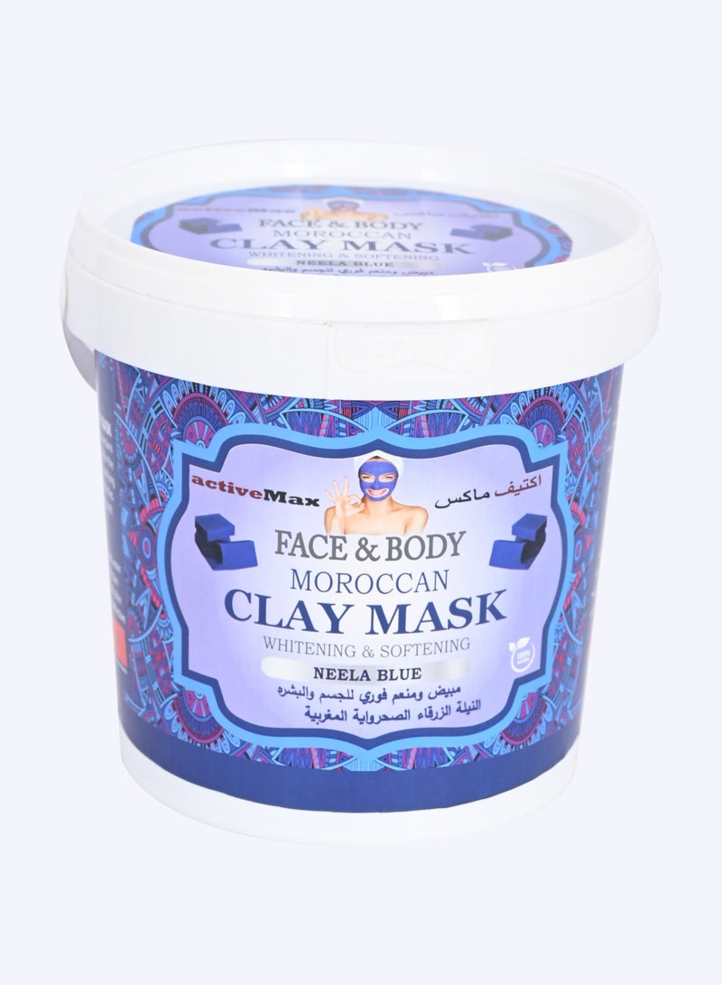 active max Moroccan Clay Mask Pure Powder Neela  Blue - 500 gr - - Image 1