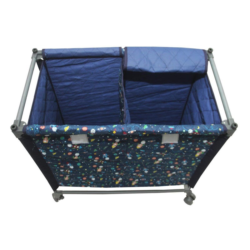 Kuber Industries Heart Home Laundry Hamper Sorter Basket 2 section Organizer for Dirty Clothes with Heavy Duty Rolling Wheels (Blue)-HHEART15812 - Image 3