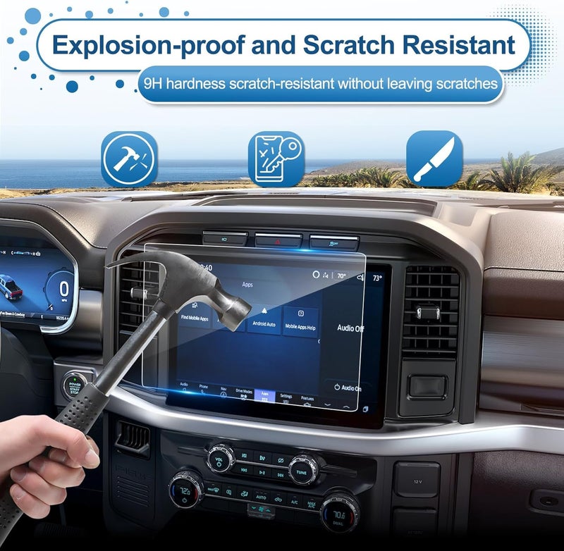 Coleya 2021-2024 2025 فورد F-150 واقي شاشة لفورد F-150 (STX/XLT/Lariat/Platinum/Limited/Tremor/Raptor/King Ranch) SYNC4 شاشة لمس 12 بوصة، زجاج مقسى 2023 2024 F150 ملحقات الشاحنة 12 بوصة خيارات شراء متنوعة - Image 5