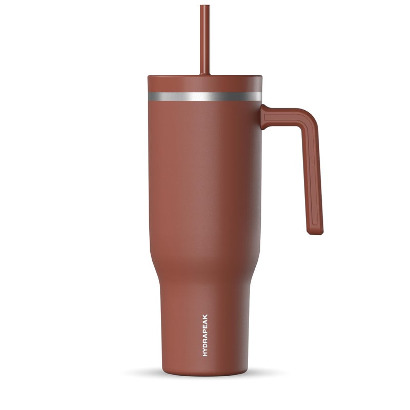 Hydrapeak Voyager 40 Oz Stainless Steel Tumbler with Handle, Insulated Water Bottle With Straw & Lid, Cupholder Friendly Reusable Travel Mug (Gingerbread) - Image 1