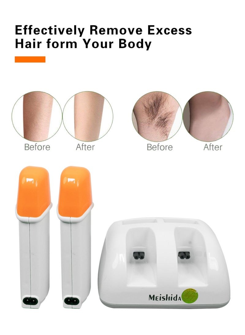 2 IN 1 Cartridges Roller Wax Heater Warmer Full Body Hair Removal Wax Kit