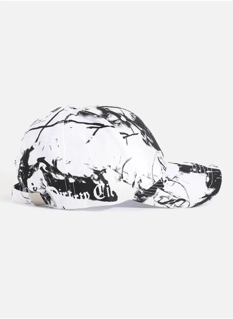 Haute Sauce Black & White Tie-Dye Textured Baseball Cap