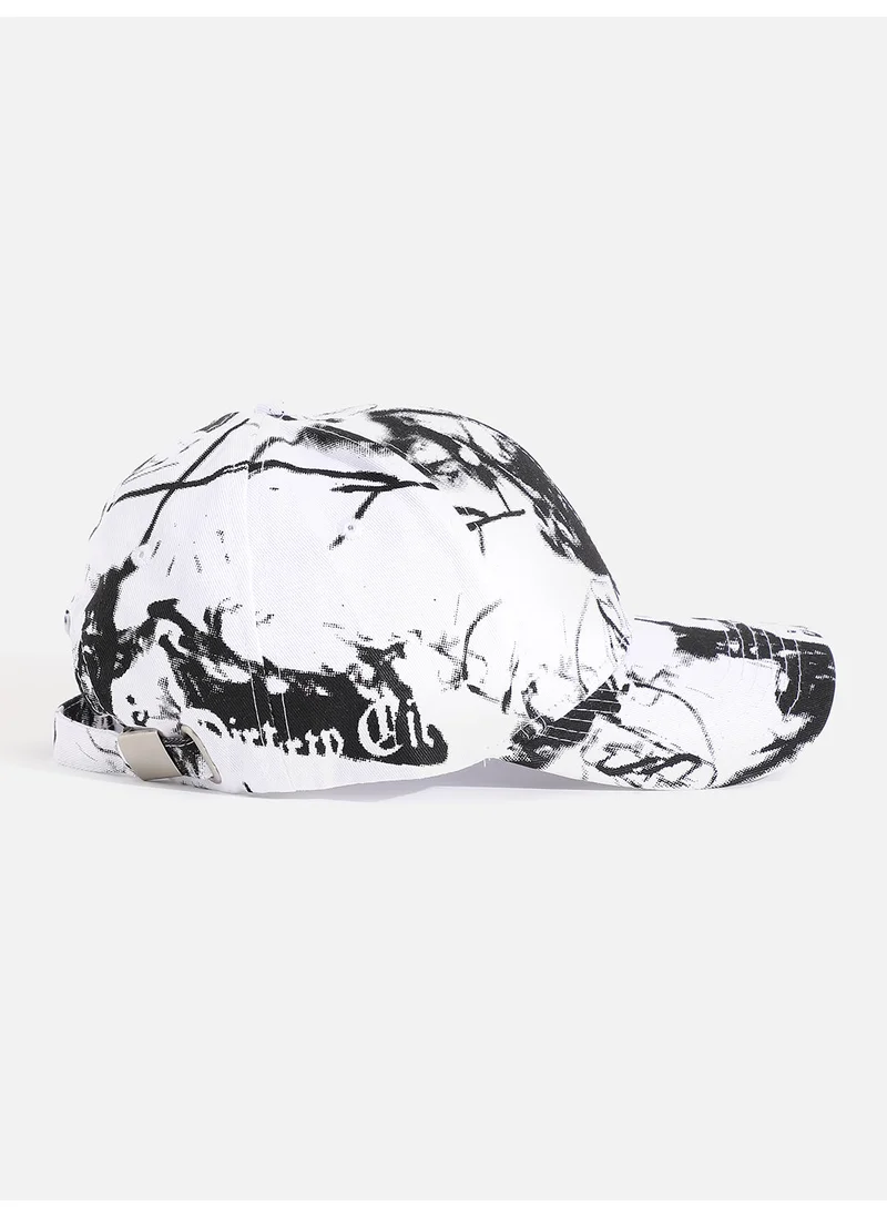 Haute Sauce Black & White Tie-Dye Textured Baseball Cap