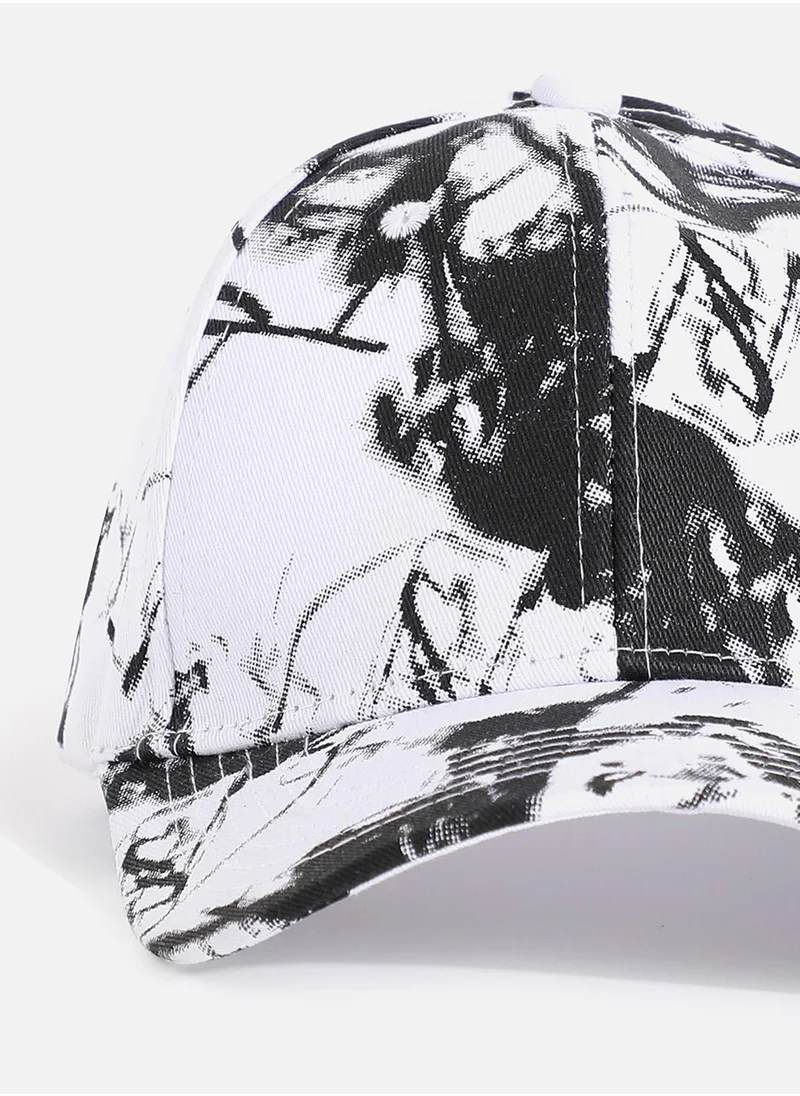 Haute Sauce Black & White Tie-Dye Textured Baseball Cap