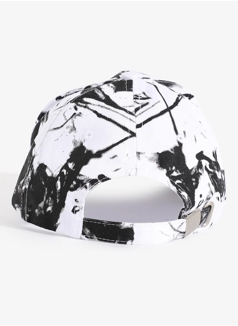 Haute Sauce Black & White Tie-Dye Textured Baseball Cap