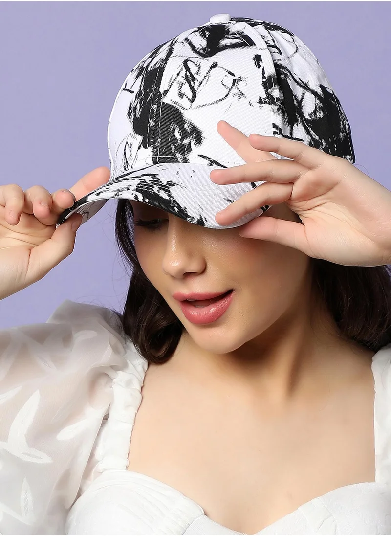 Haute Sauce Black & White Tie-Dye Textured Baseball Cap
