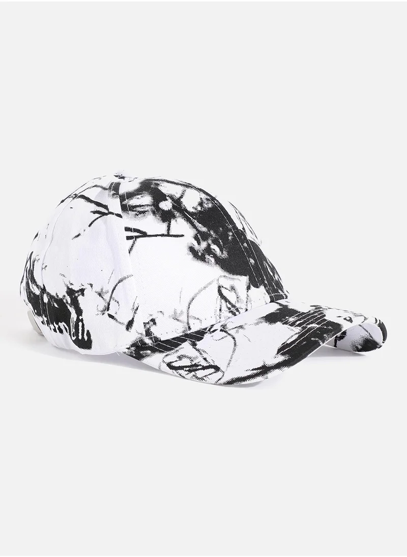 Haute Sauce Black & White Tie-Dye Textured Baseball Cap
