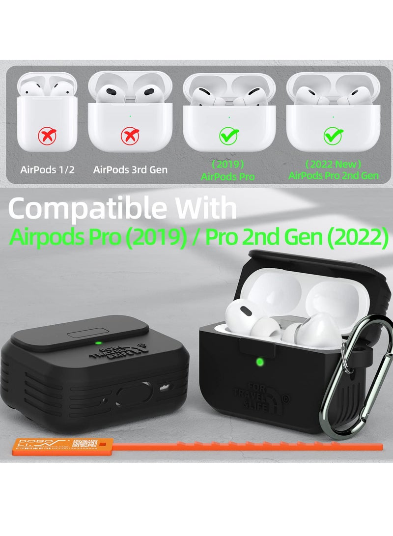 Excefore Headphone Protective Cover, Compatible with AirPods Pro 2nd/1st Generation Case Cover, Rugged Military Grade Protective Cover, with Apple AirPods Pro 2022/2019 Charging Case - Image 2