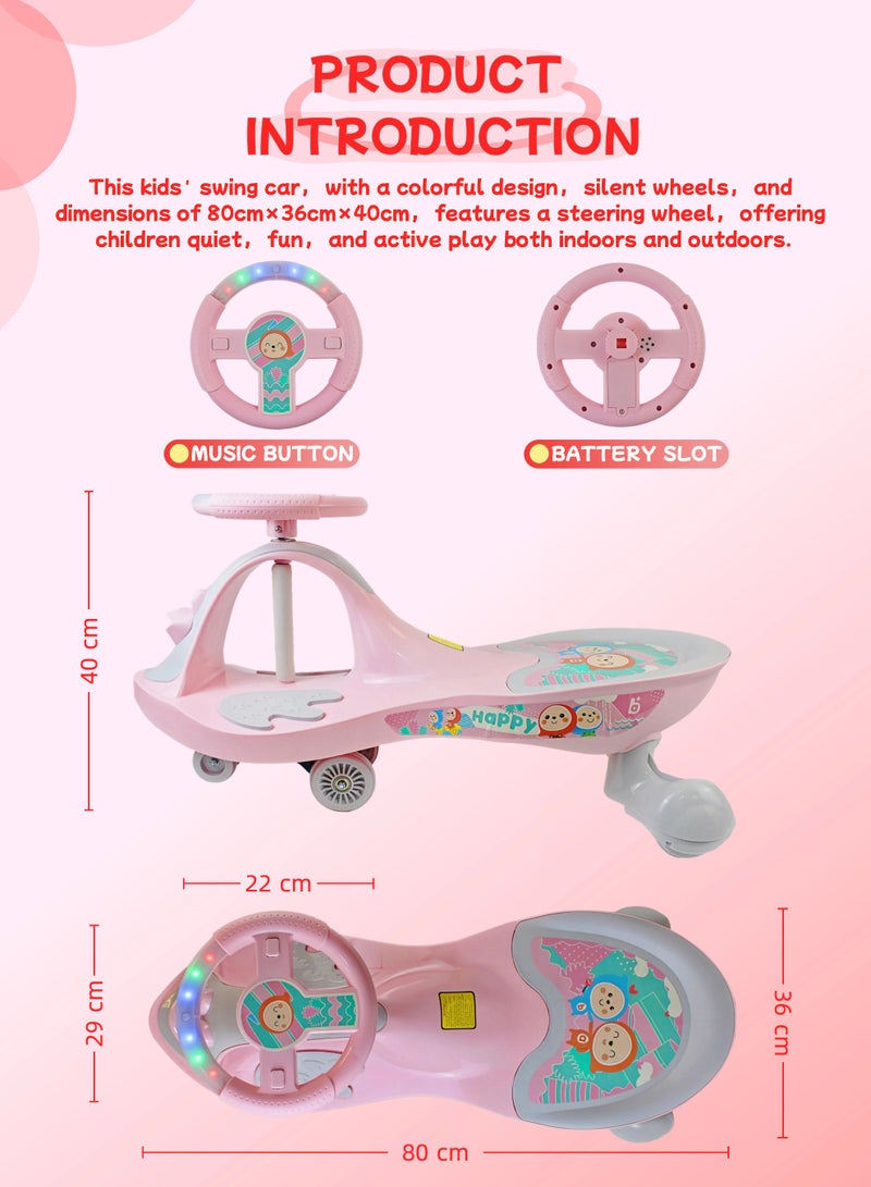 EASY FUTURE Kids Swing Car Ride on Swing Cars for Kids Twister Magic Ride on Kids Car Wiggle Car Ride-On Toy Toddler Ride-on Toy with Music for Boys & Girls - Image 2