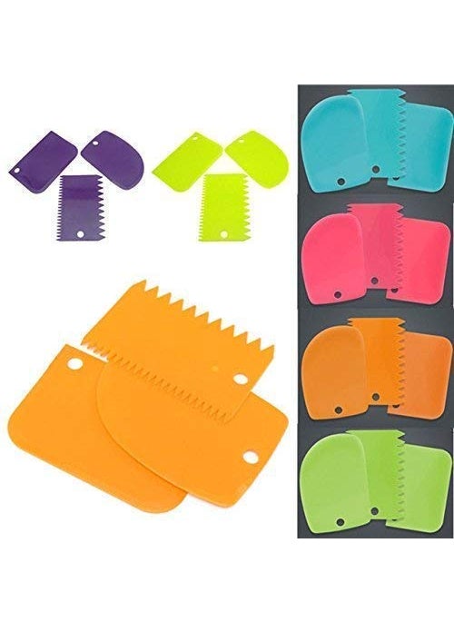 BAKING SET Baking Set 3 Pcs Set Dough Bench Scraper Cake Cutter Chopper Smoother Icing Fondant Cake Decorating Pastry Baking Tool Color May Vary Scraper Cake Cutter  - Image 5