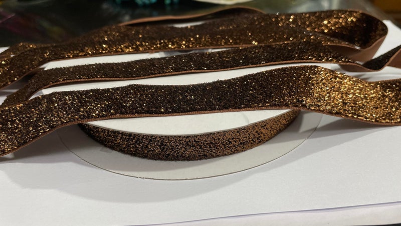 OMX Roll of Sparkle Glitter Ribbon Patti Lace (18 Meters) (Border) with 2.5cm (1 Inch) Width, Saree Border, Party Decoration, Craftwork (Dark Brown) - Image 2