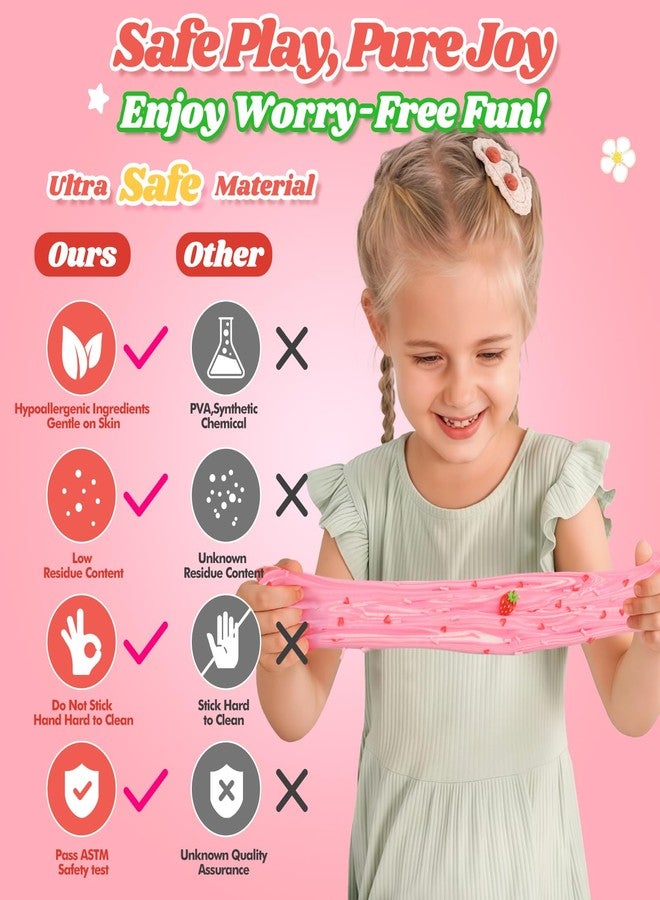 Keemanman Strawberry Butter Slime, Scented Slime Kit, Kids Toys for Ages 5-7 8-13 Girls Boys, Squishy Sensory Toy Teen Girl Birthday Gifts, Cute Stuff Party Favors Stocking Stuffers for 4 6 9 10 11 12 Year Old - Image 4