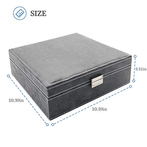 ProCase Velvet Jewelry Box Organizer for Women, 2 Layer Jewelry Display Storage Holder Case for Necklace Earrings Bracelets Rings -Grey - Image 5