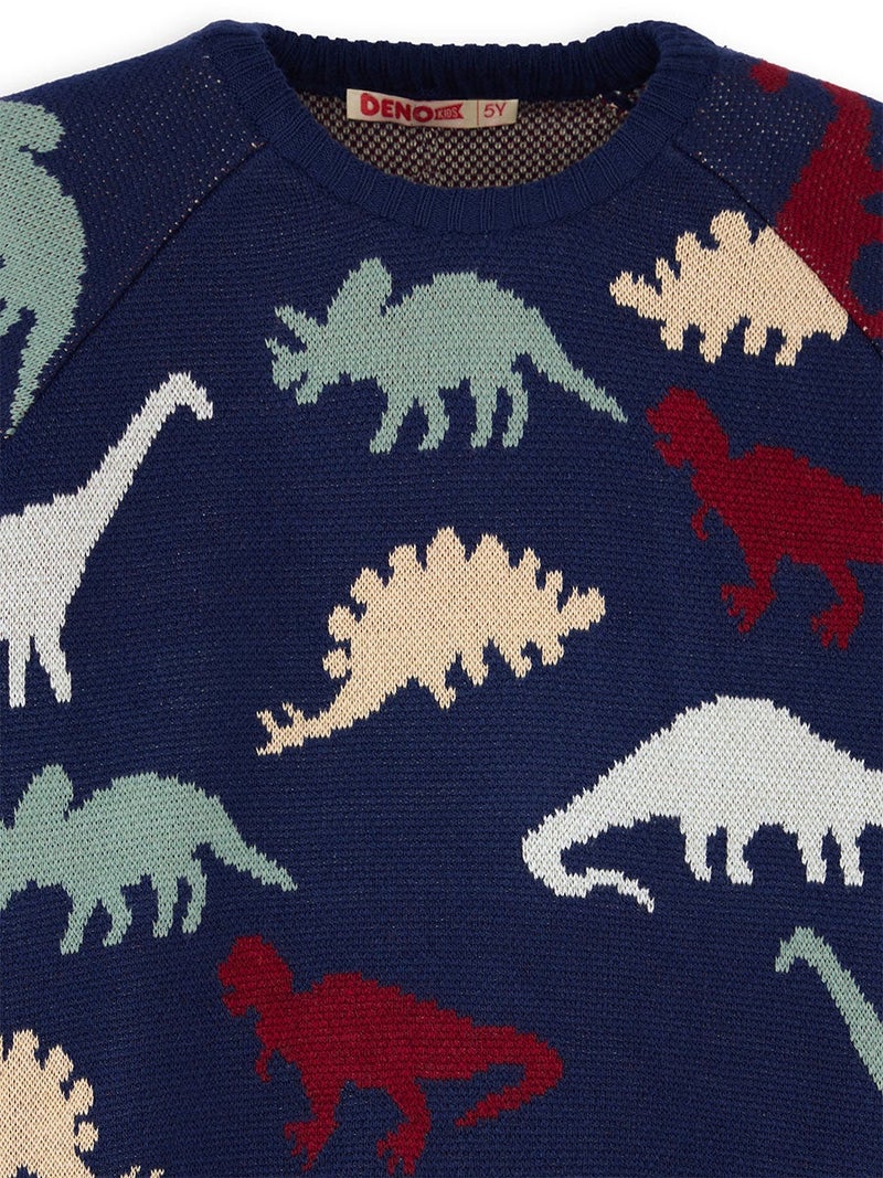 Denokids Dinos Boy Knit Navy Jumper - Image 5