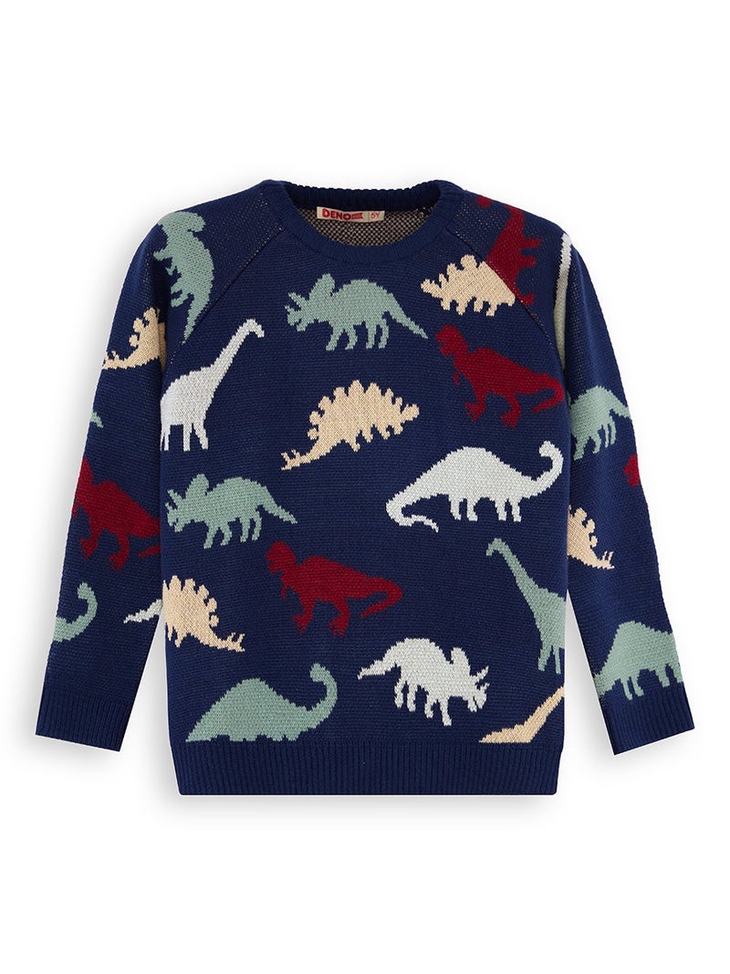 Denokids Dinos Boy Knit Navy Jumper - Image 3