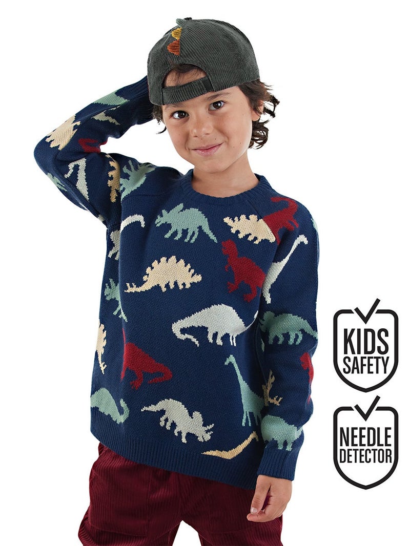 Denokids Dinos Boy Knit Navy Jumper - Image 1