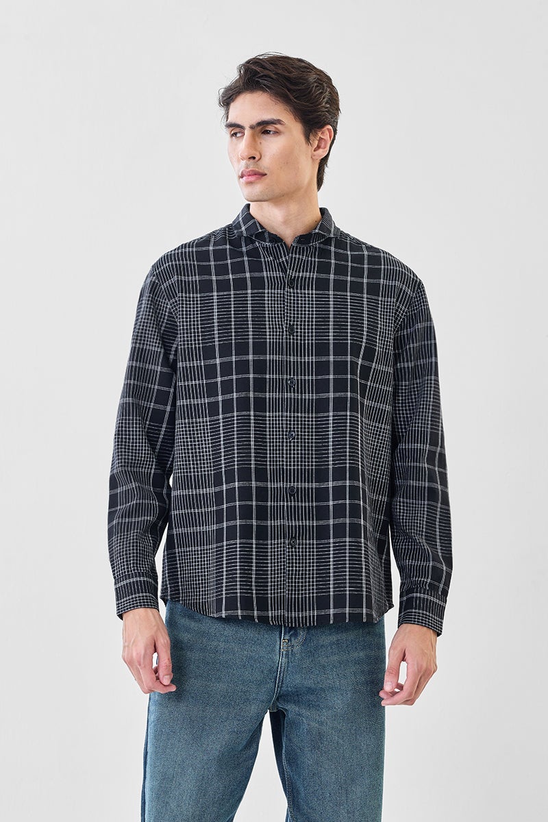 SNITCH Regular Fit Checks Linen Blend Shirt - Image 1