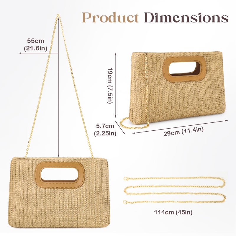 Tavaleu Clutch Purses for Women, Top Handle Straw Purse Handbags, Summer Shoulder Crossbody Bag, Woven Beach Bags Purses - Image 5