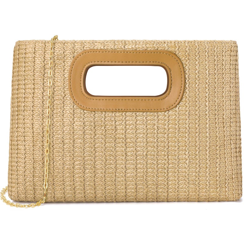 Tavaleu Clutch Purses for Women, Top Handle Straw Purse Handbags, Summer Shoulder Crossbody Bag, Woven Beach Bags Purses - Image 1