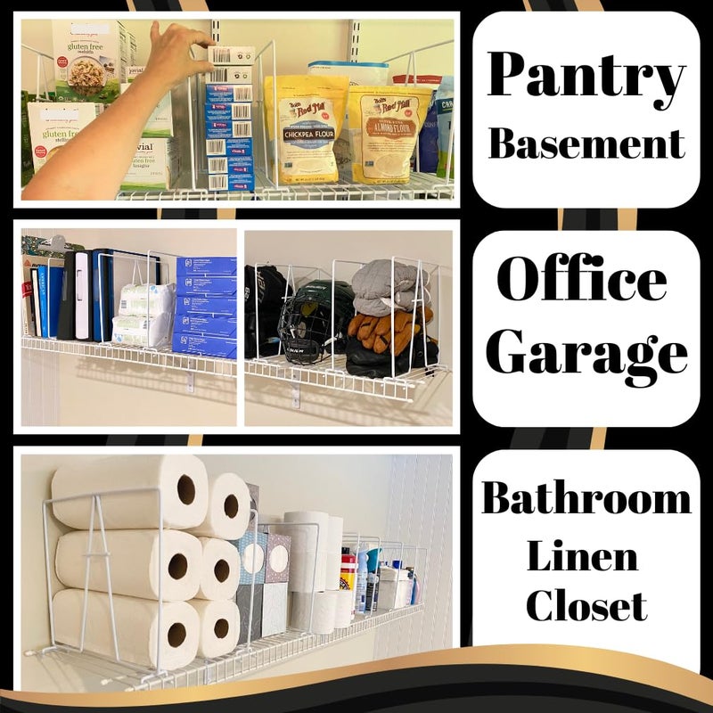Evelots Wire Shelf Dividers -8 Pack- Closet Storage & Organization for Office/Pantry/Garage Tall Shelf Separator - Easy Clip-No Tool - Solid Coated Steel - Image 5