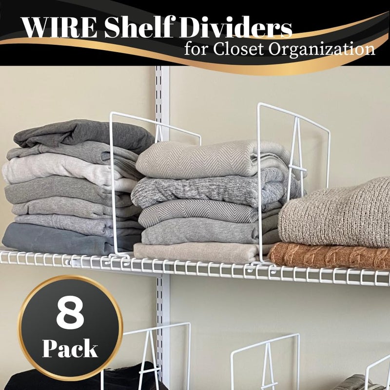 Evelots Wire Shelf Dividers -8 Pack- Closet Storage & Organization for Office/Pantry/Garage Tall Shelf Separator - Easy Clip-No Tool - Solid Coated Steel - Image 2