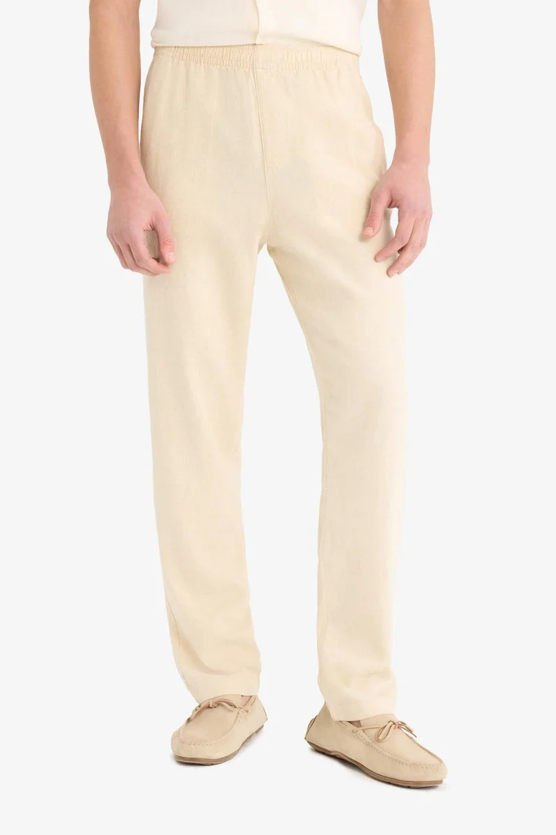 Defacto  Relax Fit Linen Blend Trousers for Men | Best Price UAE
