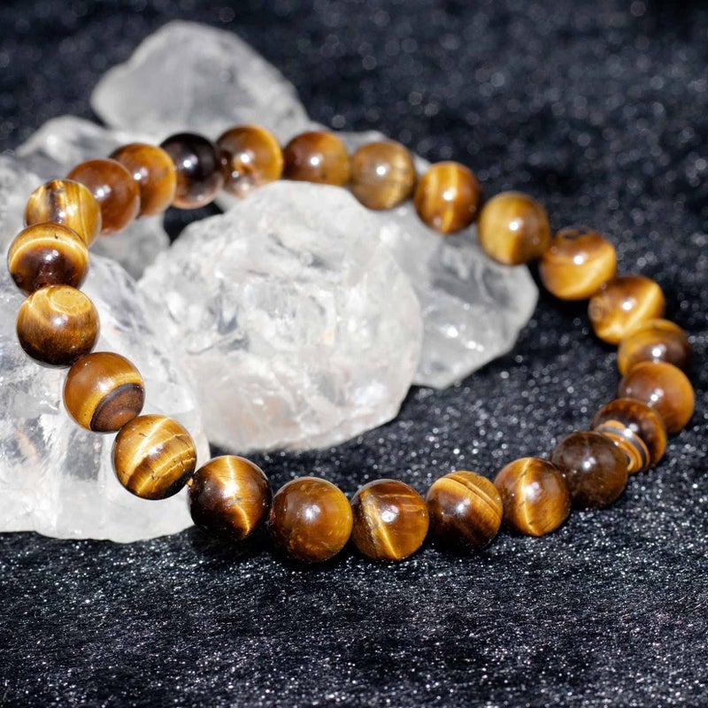 DAZCOLO 8mm Natural Gemstone Stretch Bracelet, Handmade Unisex Crystal Bracelets for Meditation, Yoga, Spiritual Healing & Positive Energy (Golden Tiger Eye) - Image 5