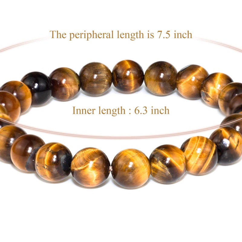DAZCOLO 8mm Natural Gemstone Stretch Bracelet, Handmade Unisex Crystal Bracelets for Meditation, Yoga, Spiritual Healing & Positive Energy (Golden Tiger Eye) - Image 3