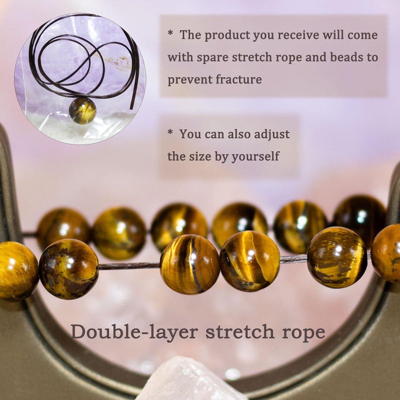 DAZCOLO 8mm Natural Gemstone Stretch Bracelet, Handmade Unisex Crystal Bracelets for Meditation, Yoga, Spiritual Healing & Positive Energy (Golden Tiger Eye) - Image 2