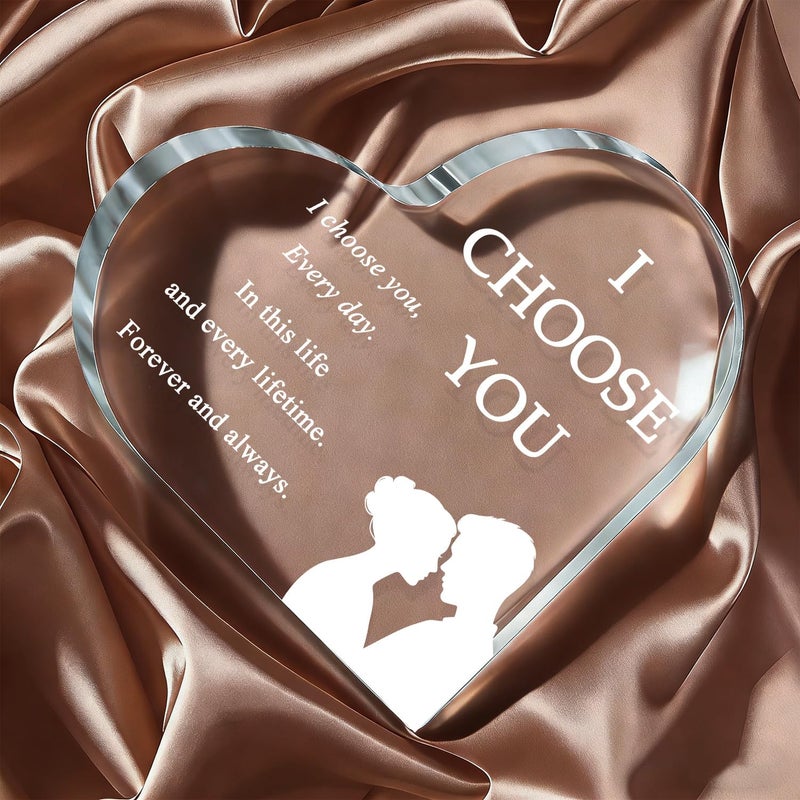 iLifemate Valentineâ€™s Day Gifts for Her Him, I Choose You Gifts for Girlfriend Boyfriend Wife Husband â€“ Acrylic Heart Plaque Romantic Gifts, Anniversary Wedding Birthday Decor - Image 4