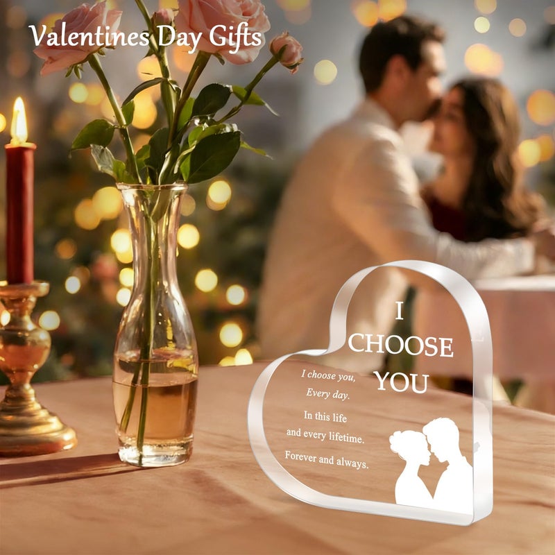 iLifemate Valentineâ€™s Day Gifts for Her Him, I Choose You Gifts for Girlfriend Boyfriend Wife Husband â€“ Acrylic Heart Plaque Romantic Gifts, Anniversary Wedding Birthday Decor - Image 3