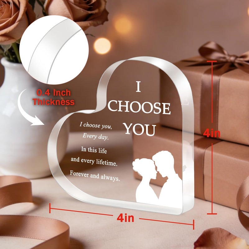 iLifemate Valentineâ€™s Day Gifts for Her Him, I Choose You Gifts for Girlfriend Boyfriend Wife Husband â€“ Acrylic Heart Plaque Romantic Gifts, Anniversary Wedding Birthday Decor - Image 5