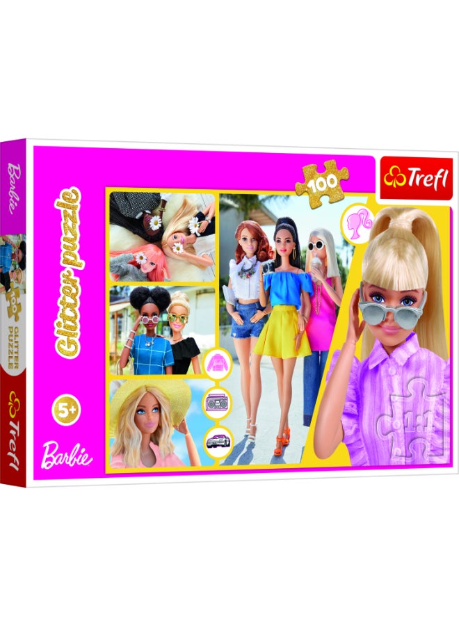 Trefl Puzzles - "100 Glitter" - Glitter Barbie / Mattel, Barbie - Image 1