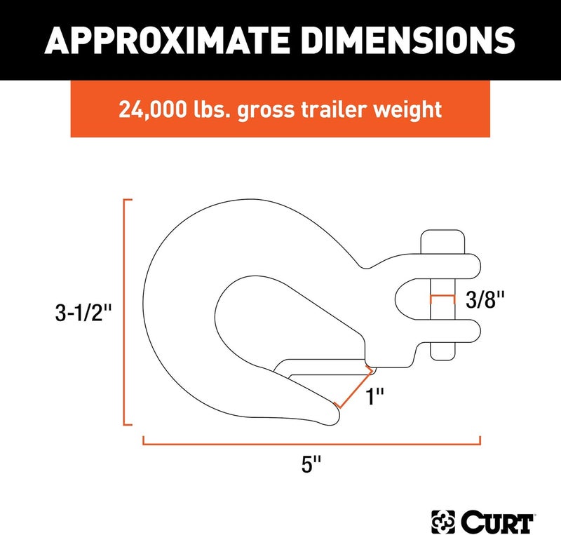 CURT 3/8-Inch Forged Steel Clevis Slip Hook with Safety Latch - Image 2