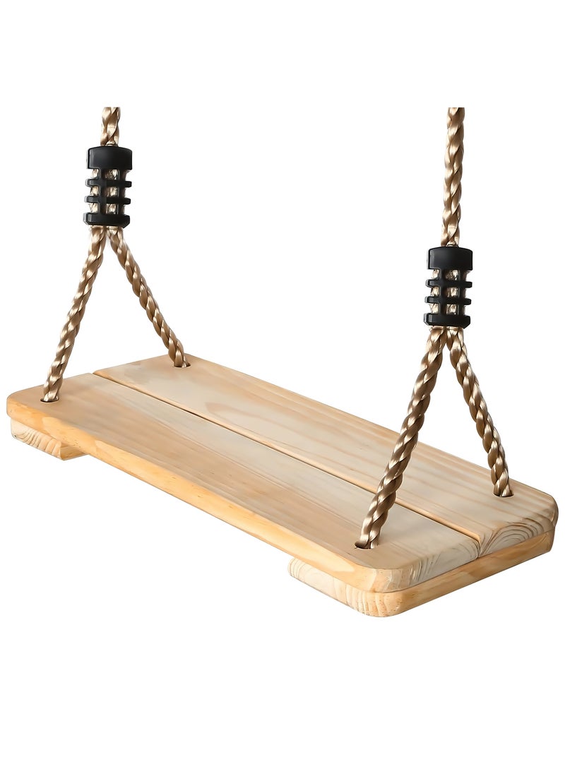 Funz - Hanging Wooden Swing  Set for Children Adult Kids with 100kg Adjustable Rope Swings for Indoor Outdoor Backyard Patio Garden Playground 45*19cm - Image 1