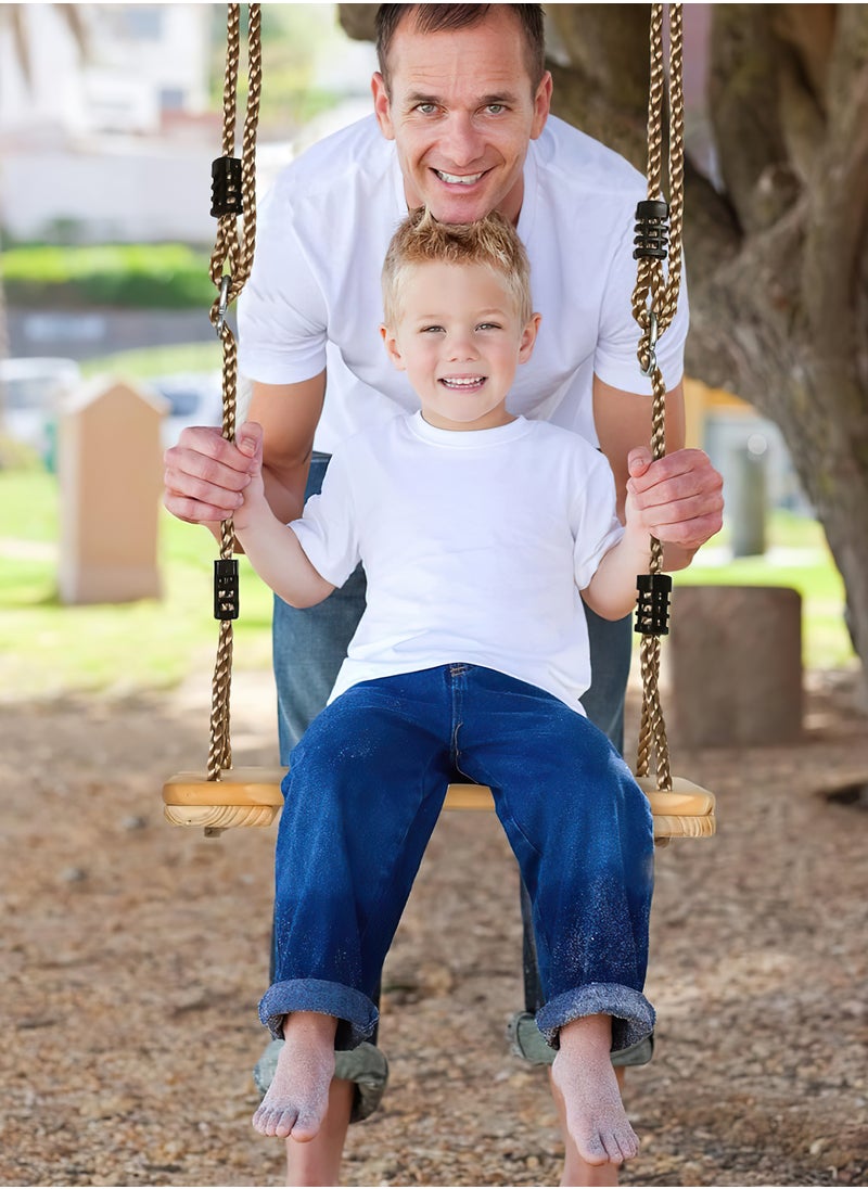 Funz - Hanging Wooden Swing  Set for Children Adult Kids with 100kg Adjustable Rope Swings for Indoor Outdoor Backyard Patio Garden Playground 45*19cm - Image 1