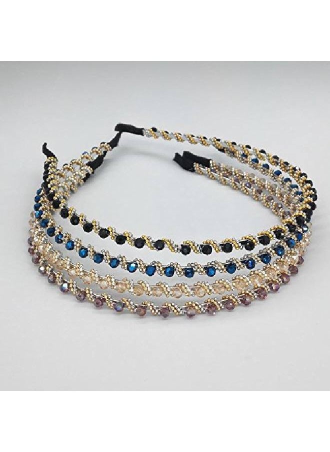 Suoirblss 6Pcs Assorted Color Beaded Bejeweled Headbands For Women Girls Thin Hair Hoop Fashion  - Image 4