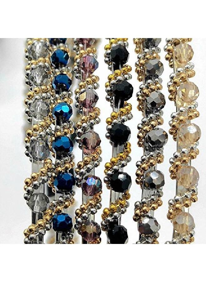 Suoirblss 6Pcs Assorted Color Beaded Bejeweled Headbands For Women Girls Thin Hair Hoop Fashion  - Image 3