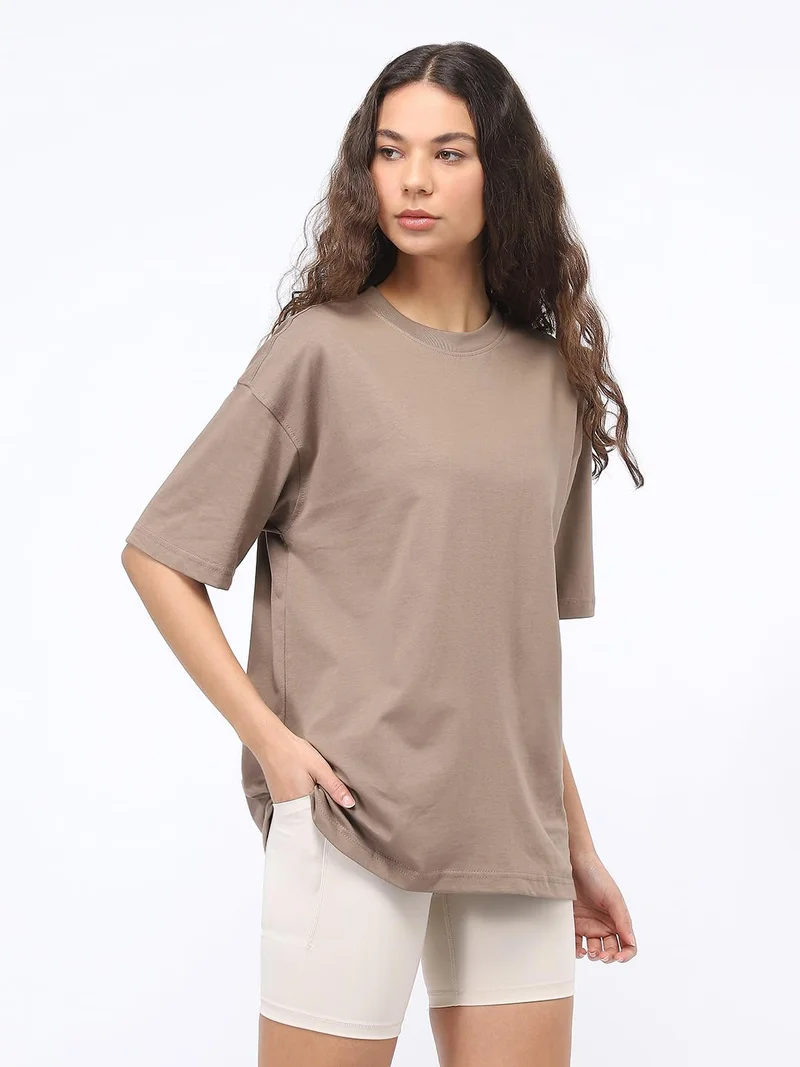 NOBERO Oversized Fit T-Shirt for Women in Brown
